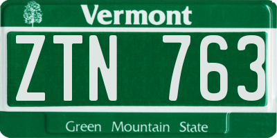 VT license plate ZTN763