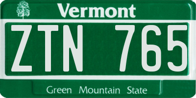 VT license plate ZTN765