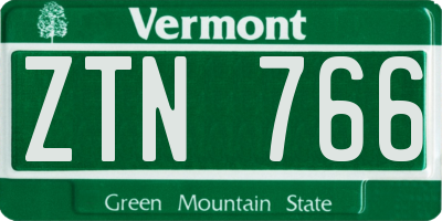 VT license plate ZTN766