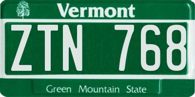VT license plate ZTN768