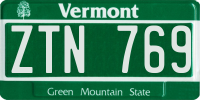VT license plate ZTN769