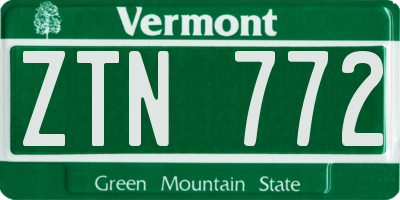 VT license plate ZTN772