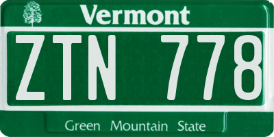 VT license plate ZTN778