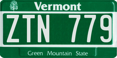 VT license plate ZTN779