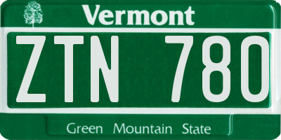 VT license plate ZTN780