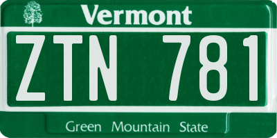 VT license plate ZTN781