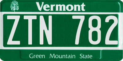 VT license plate ZTN782
