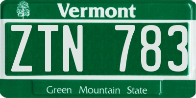 VT license plate ZTN783