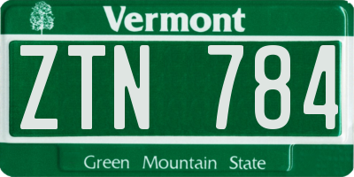 VT license plate ZTN784