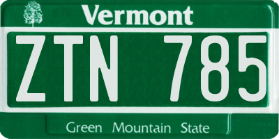 VT license plate ZTN785