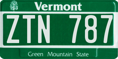 VT license plate ZTN787