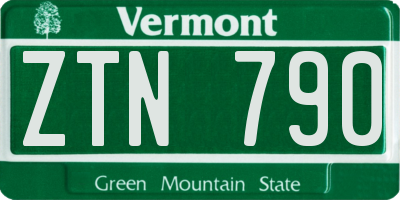 VT license plate ZTN790