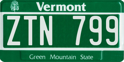 VT license plate ZTN799