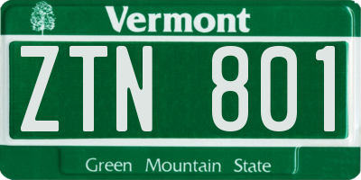VT license plate ZTN801
