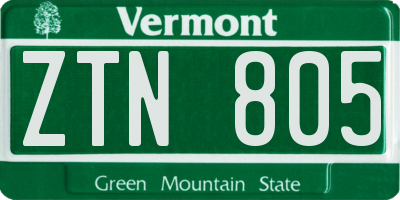 VT license plate ZTN805