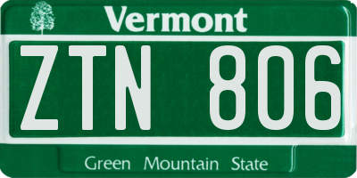 VT license plate ZTN806