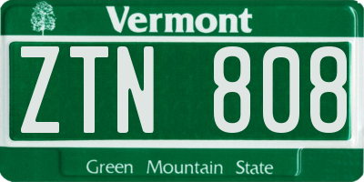 VT license plate ZTN808