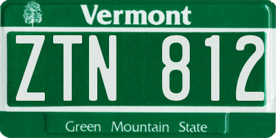 VT license plate ZTN812
