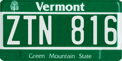 VT license plate ZTN816
