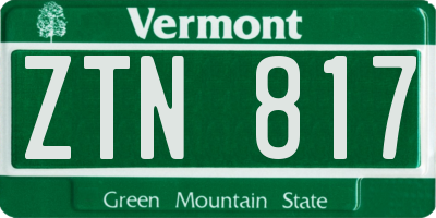 VT license plate ZTN817