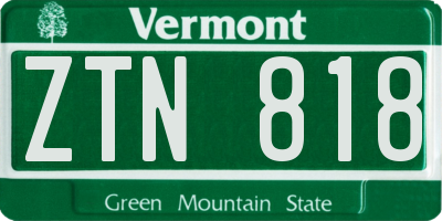 VT license plate ZTN818