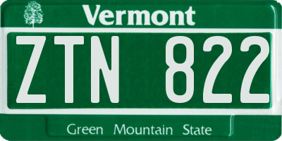 VT license plate ZTN822