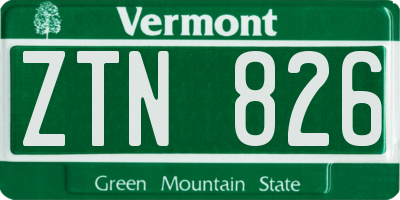 VT license plate ZTN826