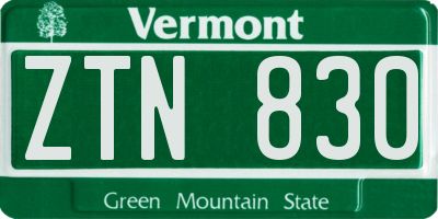 VT license plate ZTN830