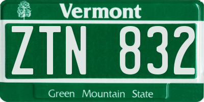 VT license plate ZTN832