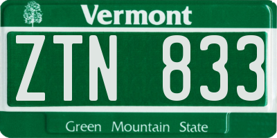 VT license plate ZTN833