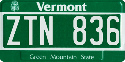 VT license plate ZTN836