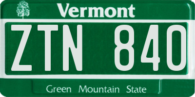 VT license plate ZTN840