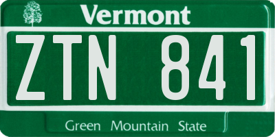 VT license plate ZTN841