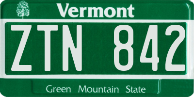 VT license plate ZTN842