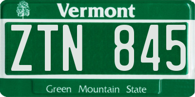 VT license plate ZTN845
