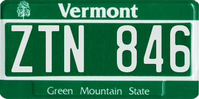 VT license plate ZTN846