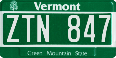 VT license plate ZTN847
