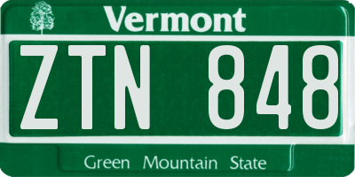 VT license plate ZTN848