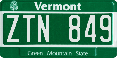 VT license plate ZTN849