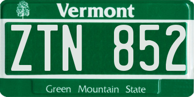 VT license plate ZTN852