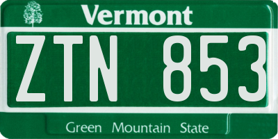 VT license plate ZTN853