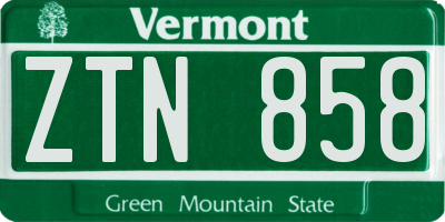 VT license plate ZTN858