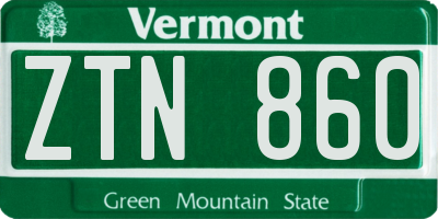 VT license plate ZTN860