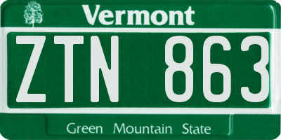 VT license plate ZTN863