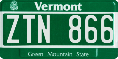 VT license plate ZTN866