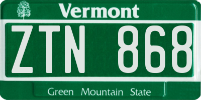 VT license plate ZTN868