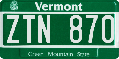 VT license plate ZTN870