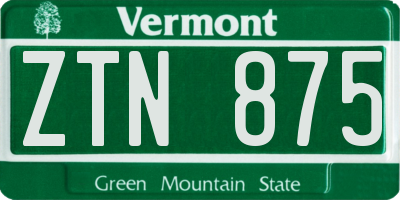 VT license plate ZTN875