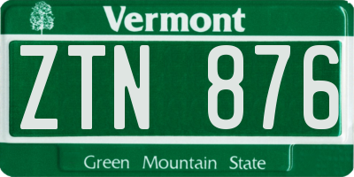 VT license plate ZTN876