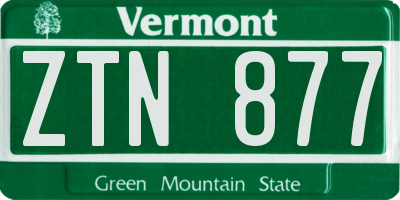 VT license plate ZTN877